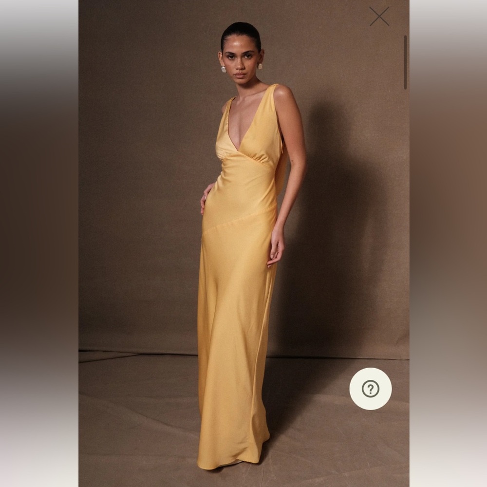 Meshki Nadia Maxi Satin Dress With Back Cowl - Lemon